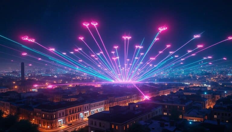 découvrez comment la synchronisation par protocole wi-fi révolutionne l'événementiel nocturne grâce à des spectacles d'essaims de drones lumineux, alliant technologie et innovation pour des animations spectaculaires.